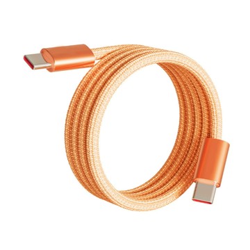 適用PD/Type-C/iPhone17 橘色編織 240W 雙TYPE-C 平板/筆電/蘋果充電線 快充線