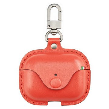 COZi AirPods Pro 1/2代 熱塑殼皮革保護套 皮革/金屬扣/超細纖維布 75(寬)x108(高)x30(深)mm  珊瑚紅  1個