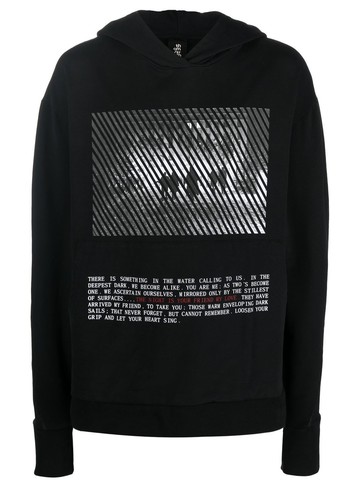 Thom Krom - graphic-print fleece hoodie - men - Spandex/Elastane/Cotton - XS - Black