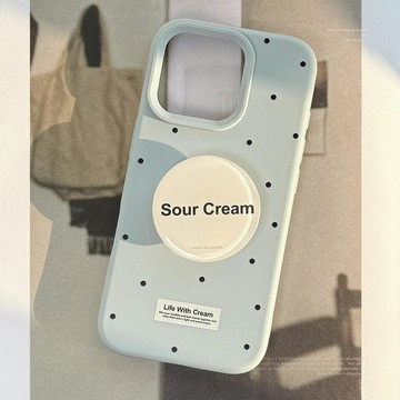 ins藍色波點英文iphone18手機殼蘋果17簡約支架15pro max適用16軟