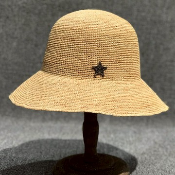 韓版拉菲草漁夫帽女春夏天可折疊草帽女士太陽盆帽出游百搭遮陽帽1入