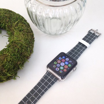 Apple Watch Series 1 - 5 綠色格子真皮手錶帶 38 40 42 44 mm