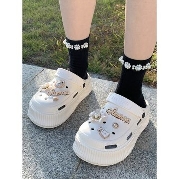 細細條 仙女公主風洞洞鞋女春夏時尚外穿增高厚底防滑沙灘鞋涼鞋