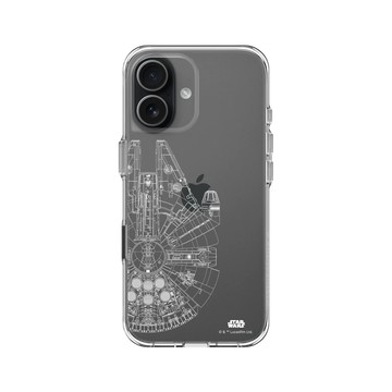 iPhone 17 Clear Case（相機按鈕） 透明 - 迪士尼-星際大戰 Star Wars - 千年鷹-線條白