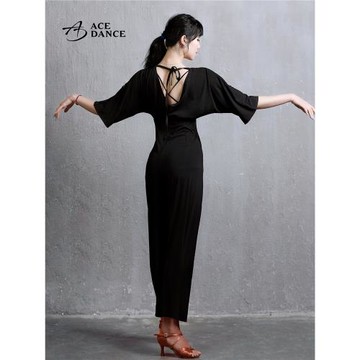 ACEdance瑰意女成人拉丁舞秋冬顯瘦高腰美背連體練功舞蹈褲WQ189