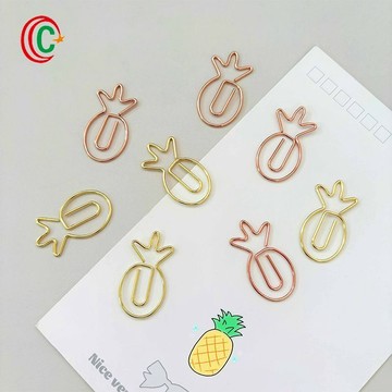 🌟台灣出貨🌟創意金屬菠蘿回形針彩色異形可愛書籤卡通夾子辦公曲別針手賬學生 回形針 迴紋針 造型