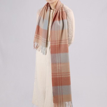 優雅雪青 | 獨創格紋 喀什米爾圍巾