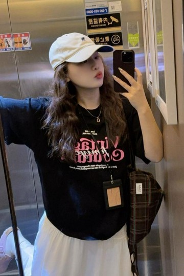 100%純棉夏季潮流字母印花t卹男女寬鬆短袖oversize韓系上衣