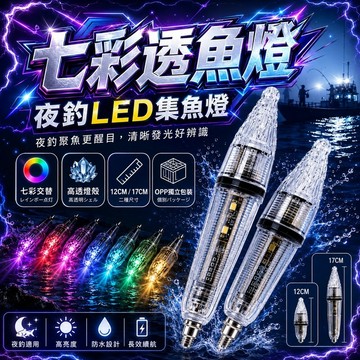 夜釣LED集魚燈 迷你水燈 水下誘魚燈 魚眼水燈 船釣水燈 七彩發光集魚燈 防水誘魚器 電子閃爍釣魚燈 岸拋水燈 入水亮