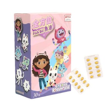 兩盒組 悠樂康 momochan 蓋比的娃娃屋全方位魚油(30顆/盒) 內附盲盒貼紙 高純度DHA