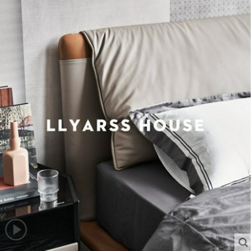 優樂悅~意式輕奢極簡真皮床簡約現代小戶型主臥雙人1.8米北歐皮藝軟包床