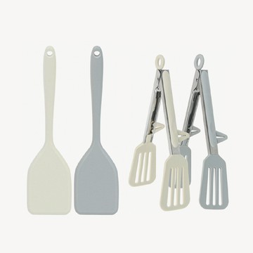 【一鳥】多功能玉子燒鏟+不沾桌食物夾鏟淺灰