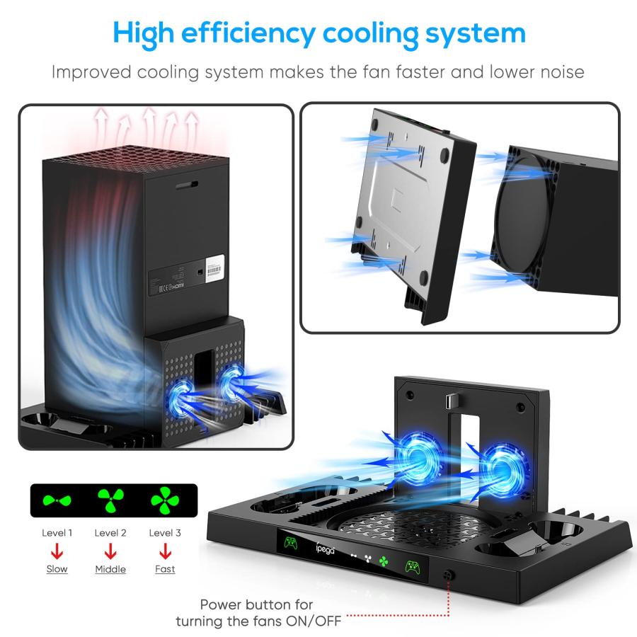 Upgraded Cooling Stand for Xbox Series X with Charging Station