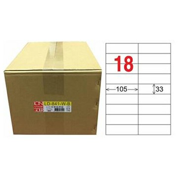 龍德 18格 白色 A4 三用電腦標籤 33x105mm 1000張 /箱 LD-841-W-B｜領券最高折$220