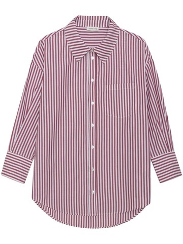ANINE BING - Mika vertical-striped poplin shirt - women - Cotton - M - Red