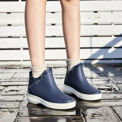 レインシューズ レディース ショート 厚底 防水シューズ レインブーツ 無地 完全防水 カジュアル シューズ 晴雨兼用 耐滑 雨靴 スリッポン 黒 通販 Lineポイント最大get Lineショッピング