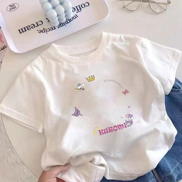 Healthy baby 兒童男童T恤新款女童短袖夏季洋氣夏裝純棉中大童上衣公主風女童短袖T恤女孩短袖女童T恤T恤