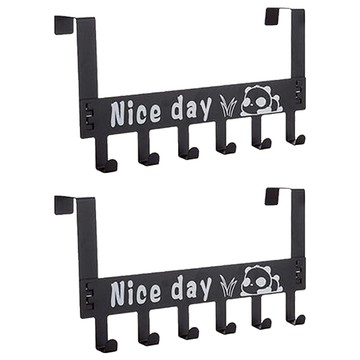 門後掛鉤熊貓 六鉤 金屬材質  黑色  2個