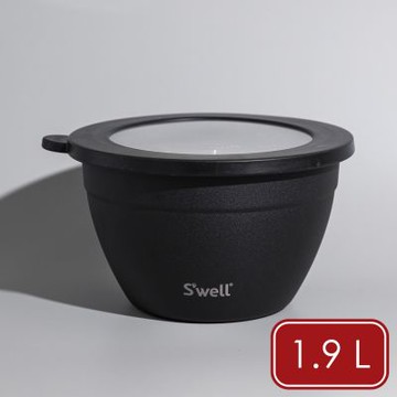 《S well》Kit醬料罐+防漏不鏽鋼沙拉碗-曜石黑1.9L-- swell 餐碗 便當盒 沙拉盆 不鏽鋼湯碗 不鏽鋼便當盒