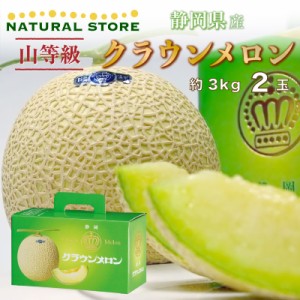  クラウンメロン 山等級 2玉 約3kg 化粧箱 静岡県産 マスクメロン 秋ギフト 夏ギフト お中元 御中元