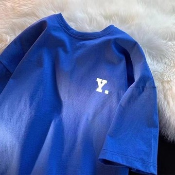 免運  100%纯棉高街设计短袖字母印花百搭T恤男女韩版宽松上衣