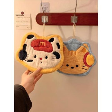 可愛小貓咪擦手巾掛式衛生間超強吸水速干加厚毛巾手帕廚房搽抹布