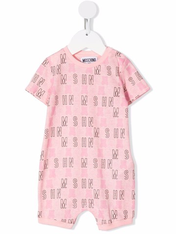 Moschino Kids - Teddy logo print short-sleeved shorties - kids - Cotton - 3-6 - Pink