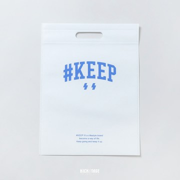 #KEEP SHOPPING BAG 白色 卡其色 閃電微笑 串標 手提 防塵布織購物袋 環保袋 收納袋【KS124】