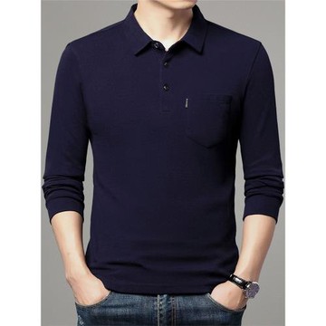 春秋長袖T恤男純棉翻領寬松大碼加肥加大中年男裝胖子高端Polo衫