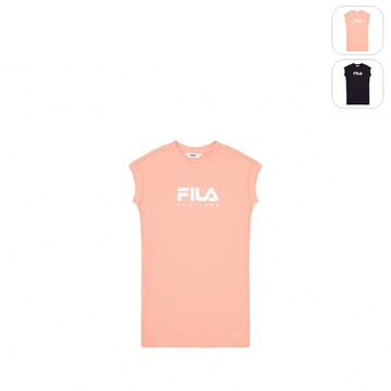 【FILA】KIDS 女童款 針織洋裝-杏粉 5DRY-4404-PK