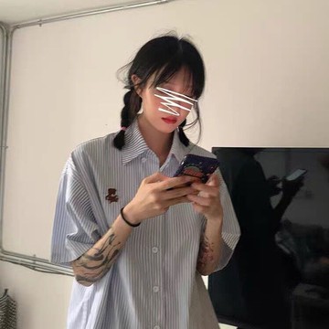 【壹禾YIHOO】日系少女JK短袖可愛條紋小熊襯衫女秋冬學院風寬鬆設計感襯衣外套