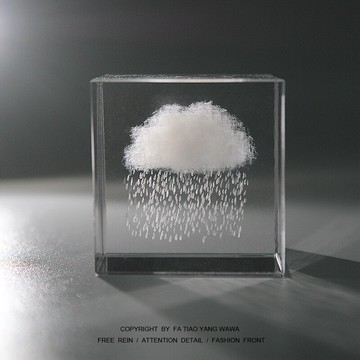發條家！無聊了看看下雨的云！云朵 雨點 水晶 擺件