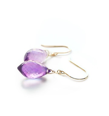 2月誕生石 紫水晶（燭台切割）K10鉤針耳環 ~ESPOIR~