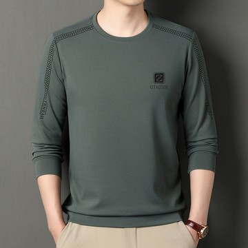 跨境長袖衛衣男高級感秋冬新款百搭潮寬松休閑印花男士衛衣打底衫鑫弘-衣錦男裝