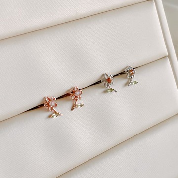 黃水晶 / 橙月光 【 夏末花海 】s925純銀 轉珠耳環 || 獨家開版