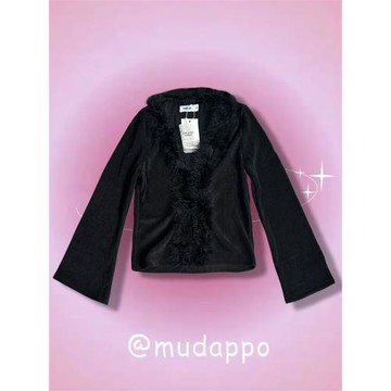 少量 出歐美黑色氣質y2k辣妹鴕鳥毛開衫毛絨絨V領收腰顯瘦針織衫