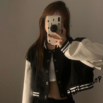 韓版運動風單排扣短版棒球外套【J266】