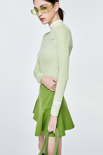 膠條造型立領高爾夫內搭上衣