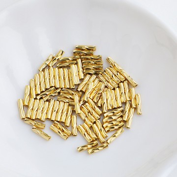 XS-14K包金波浪紋刻面直管切面小圓管飾品配件diy手工串珠套管資料