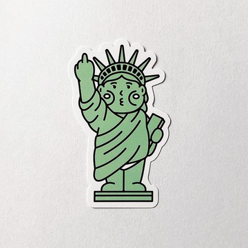 cheeky cheeky 惡搞自由神像 比中指 PVC防水方形貼紙 行李箱