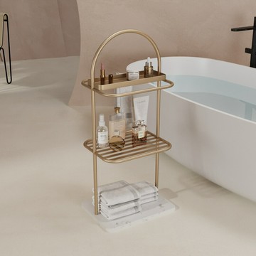 北歐衛生間落地毛巾架浴缸浴室浴巾置物架輕奢衣服收納架子大理石