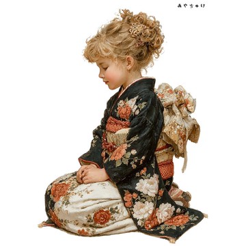 【12月新作4】07-114-0095 人物貼紙 和服復古