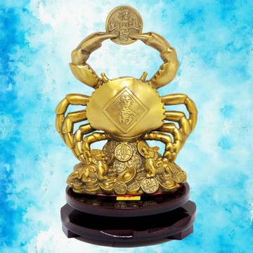 【吉祥開運坊】財位銅擺件 招偏財【八方來財 橫財大將軍 蟹將軍 銅製螃蟹 特贈旋轉底座】開光