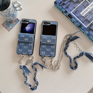 蝴蝶牛仔卡包三星zflip7手機殼折疊屏zflip6保護套zflip4防摔殼zflip5時尚輕奢W24 Flip女款zflip7fe翻蓋個性