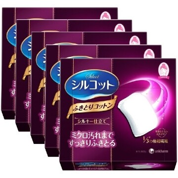 Silcot Silky Touch Cotton Wipes (5 Boxes, 32 Count Each)