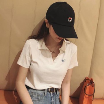 2025年歐洲站小個子休閑運動翻領polo衫短袖t恤女ins潮別致上衣