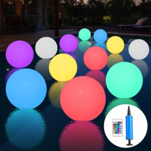 Retisee 12 Pack Floating Pool Light up Ball Set Inflatable 14 Inch LED Glowing Ball with Remote Control Waterproof Light up F