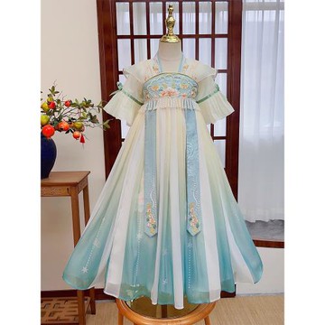 女童漢服古風裙子夏款2025新款夏裝兒童裝連衣裙夏季中國風公主裙