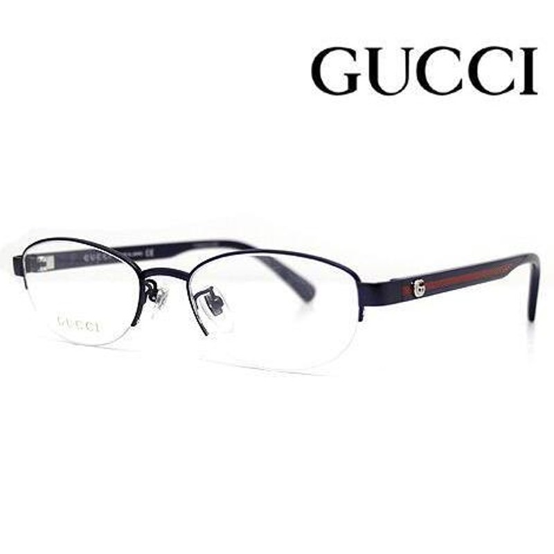 GUCCI グッチ GG0719OJ 003 メガネ 伊達眼鏡 メガネフレーム メンズ レディース チタンフレーム ネイビー ハーフリム  オーバルシェイプ 正規品 | LINEブランドカタログ