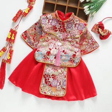 2022秋季新款寶寶唐裝女童周歲生日禮服嬰兒抓周服中國風民族唐裝